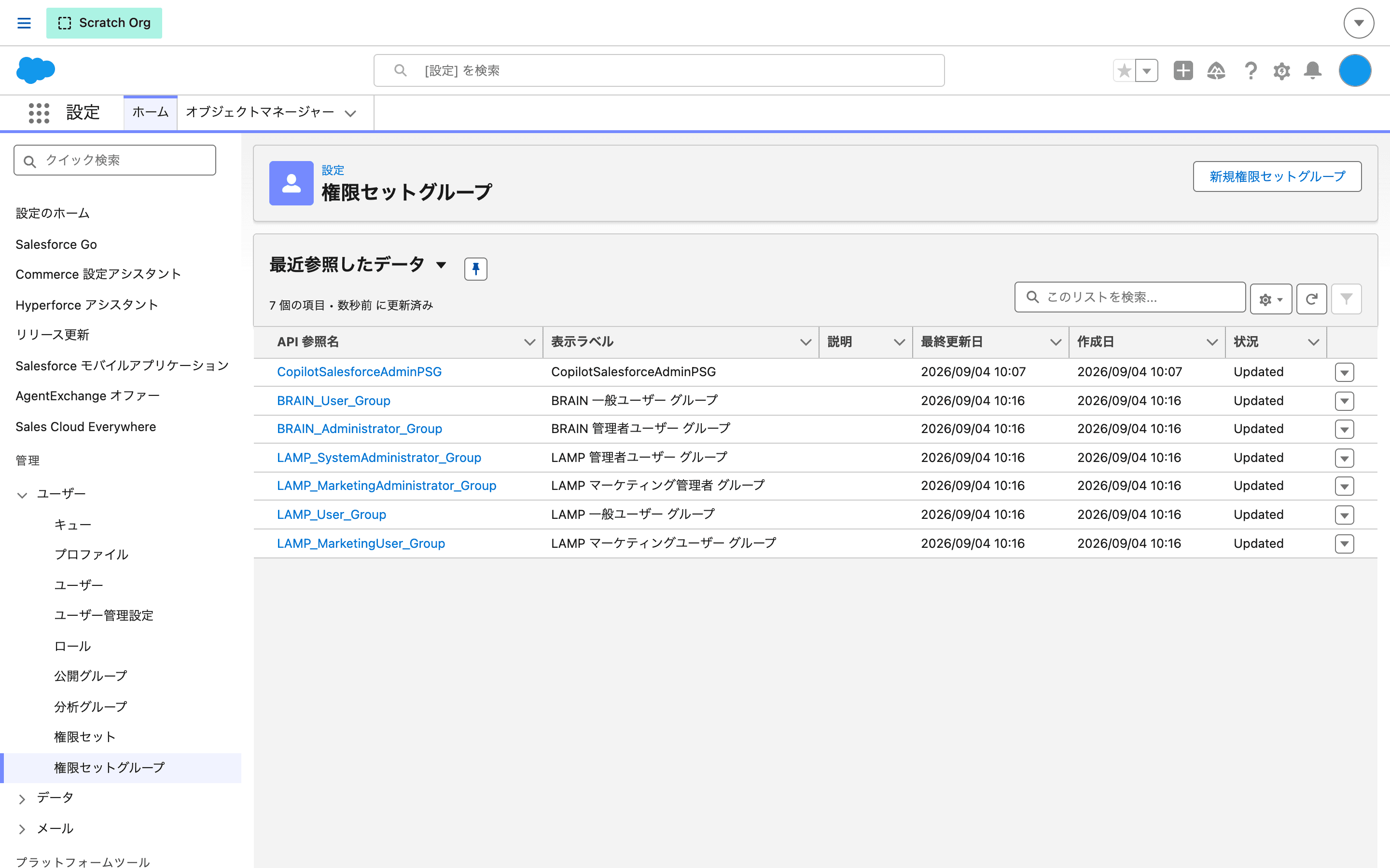 権限セットグループ一覧(クリックで拡大)