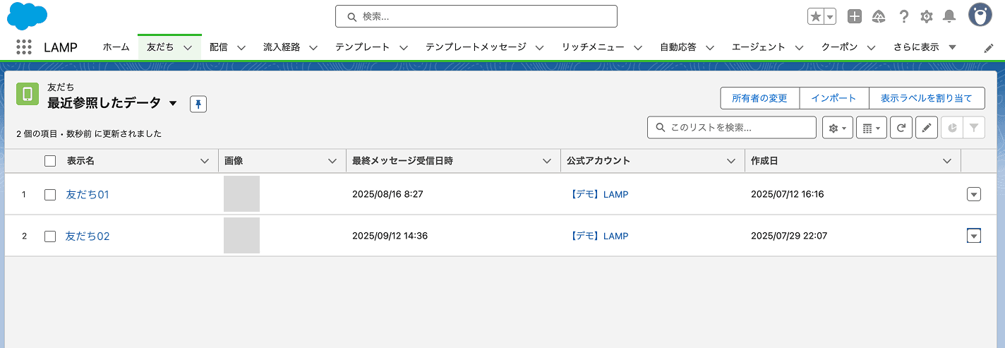 「友だち」タブから1on1メッセージでクーポンを送りたい友だちを選択してください(クリックで拡大)