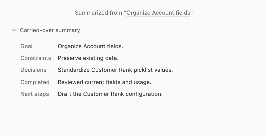 Reviewing the expanded carried-over summary