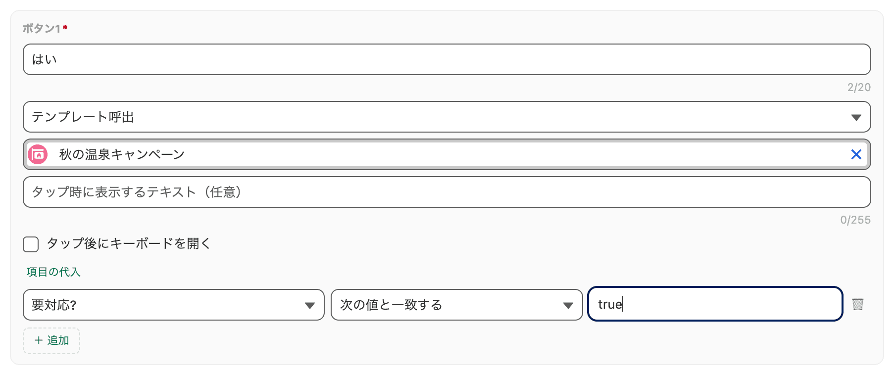項目の代入の入力(クリックで拡大)