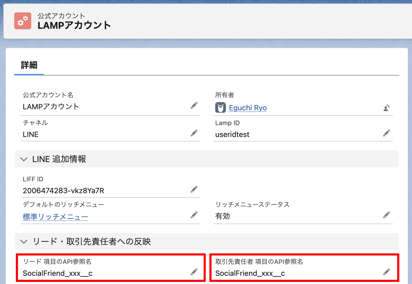 リード 項目のAPI参照名、取引先責任者 項目のAPI参照名に、反映したい項…(クリックで拡大)